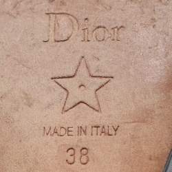 Pre Owned Dior Black Leather Wedge Peep Toe Mules Size 38