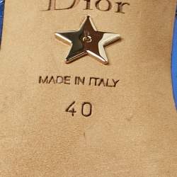 Pre Owned Dior Metallic Blue Patent Leather Sweet-D Slingback Pumps Size 40