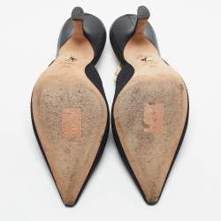 Pre Owned حذاء كعب عالي ديور قماش فني جادور أسود بمقدمة مدببة حزام على الكاحل مقاس 39