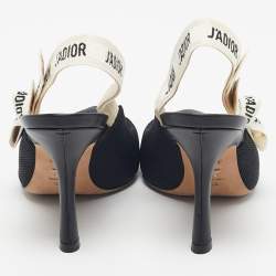 Pre Owned حذاء كعب عالي ديور قماش فني جادور أسود بمقدمة مدببة حزام على الكاحل مقاس 39