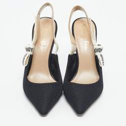 Pre Owned حذاء كعب عالي ديور قماش فني جادور أسود بمقدمة مدببة حزام على الكاحل مقاس 39