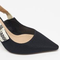 Pre Owned حذاء كعب عالي ديور قماش فني جادور أسود بمقدمة مدببة حزام على الكاحل مقاس 39