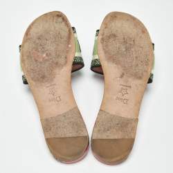 Pre Owned Dior Multicolor Embroidered Canvas Dway Flat Slides Size 39