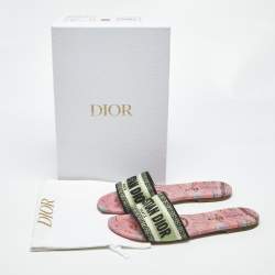Pre Owned Dior Multicolor Embroidered Canvas Dway Flat Slides Size 39