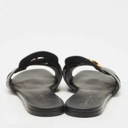 Pre Owned Dior Black Leather 30 Montaigne Flat Slide Sandals Size 40