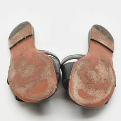 Pre Owned Dior Black Leather 30 Montaigne Flat Slide Sandals Size 40