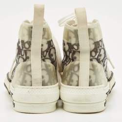 Pre Owned Dior White/Black PVC, Rubber and Oblique Mesh B23 High-Top Sneakers Size 39