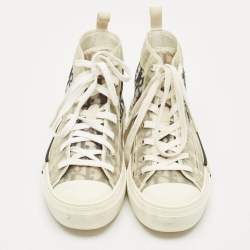 Pre Owned Dior White/Black PVC, Rubber and Oblique Mesh B23 High-Top Sneakers Size 39