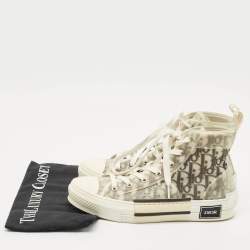 Pre Owned Dior White/Black PVC, Rubber and Oblique Mesh B23 High-Top Sneakers Size 39