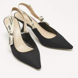 Pre Owned Dior Black Technical Fabric J'Adior Slingback Pumps Size 37.5