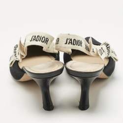 Pre Owned Dior Black Technical Fabric J'Adior Slingback Pumps Size 37.5