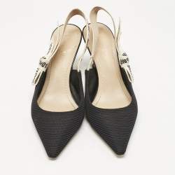 Pre Owned Dior Black Technical Fabric J'Adior Slingback Pumps Size 37.5