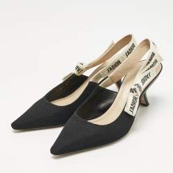 Pre Owned Dior Black Technical Fabric J'Adior Slingback Pumps Size 37.5