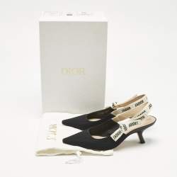 Pre Owned Dior Black Technical Fabric J'Adior Slingback Pumps Size 37.5