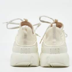 Pre Owned Dior White Neoprene and Leather D-Connect Sneakers Size 38