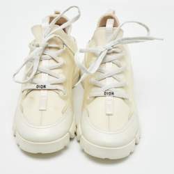 Pre Owned Dior White Neoprene and Leather D-Connect Sneakers Size 38