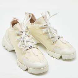 Pre Owned Dior White Neoprene and Leather D-Connect Sneakers Size 38