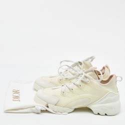 Pre Owned Dior White Neoprene and Leather D-Connect Sneakers Size 38