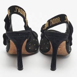 Pre Owned Dior Black Mesh and Suede J'Adior Slingback Pumps Size 37