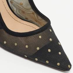 Pre Owned Dior Black Mesh and Suede J'Adior Slingback Pumps Size 37