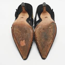 Pre Owned Dior Black Mesh and Suede J'Adior Slingback Pumps Size 37
