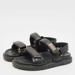 Pre Owned Dior Black Leather DiorAct Slingback Sandals Size 38