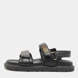 Pre Owned Dior Black Leather DiorAct Slingback Sandals Size 38