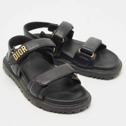Pre Owned Dior Black Leather DiorAct Slingback Sandals Size 38