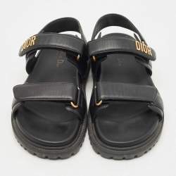 Pre Owned Dior Black Leather DiorAct Slingback Sandals Size 38