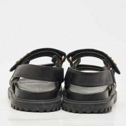 Pre Owned Dior Black Leather DiorAct Slingback Sandals Size 38