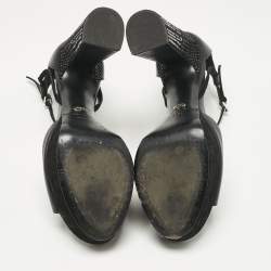 Pre Owned Dior Black Leather and Suede Rainbow Stellar Ankle Strap Sandals Size 39.5