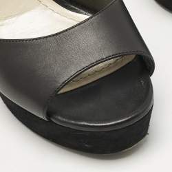 Pre Owned Dior Black Leather and Suede Rainbow Stellar Ankle Strap Sandals Size 39.5