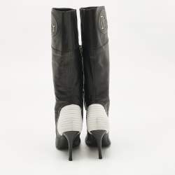 مملوكة مسبقًا حذاء بوت ديور جلد أسود بطول الركبة مقاس 38.5