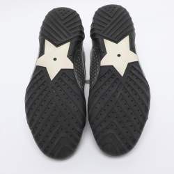 Pre Owned Dior Metallic Grey Leather and Suede D-Fence Sneakers Size 35.5