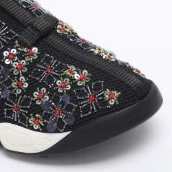 Pre Owned Dior Black Embellished Mesh Fusion Sneakers Size 35,5