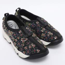 Pre Owned Dior Black Embellished Mesh Fusion Sneakers Size 35,5
