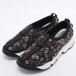 Pre Owned Dior Black Embellished Mesh Fusion Sneakers Size 35,5