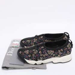 Pre Owned Dior Black Embellished Mesh Fusion Sneakers Size 35,5