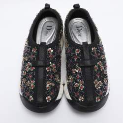 Pre Owned Dior Black Embellished Mesh Fusion Sneakers Size 35,5
