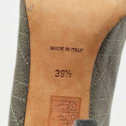 Pre Owned Dior Metallic Grey Cannage Leather Peep Toe Pumps Size 37