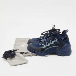 Pre Owned Dior Navy Blue Neoprene and PVC D-Connect Low Top Sneakers Size 38