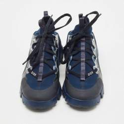 Pre Owned Dior Navy Blue Neoprene and PVC D-Connect Low Top Sneakers Size 38