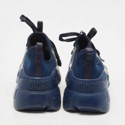 Pre Owned Dior Navy Blue Neoprene and PVC D-Connect Low Top Sneakers Size 38