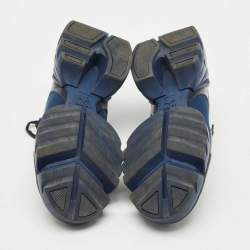 Pre Owned Dior Navy Blue Neoprene and PVC D-Connect Low Top Sneakers Size 38