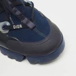 Pre Owned Dior Navy Blue Neoprene and PVC D-Connect Low Top Sneakers Size 38