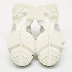 Pre Owned Dior Silver Knit Fabric D-Connect Sneakers Size 37.5