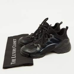 Pre Owned Dior Black Neoprene, Leather and Rubber D-Connect Low Top Sneakers Size 37
