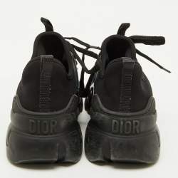 Pre Owned Dior Black Neoprene, Leather and Rubber D-Connect Low Top Sneakers Size 37