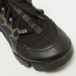 Pre Owned Dior Black Neoprene, Leather and Rubber D-Connect Low Top Sneakers Size 37