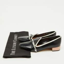 Pre Owned Dior Black/Silver Leather Bow Detail Slip On Loafers Size 35.5